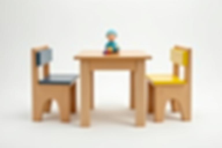 Mesas y sillas de madera para niños