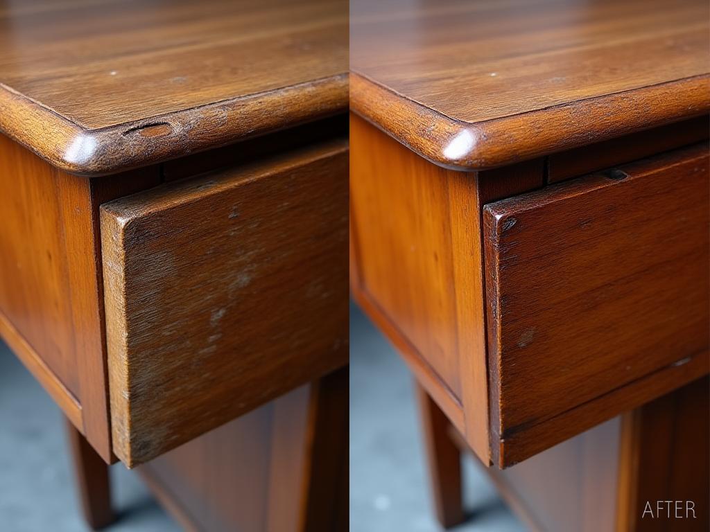 Antes y después de restauración de muebles